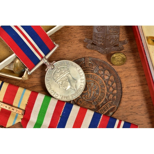 164 - A BOX CONTAINING A WWII GROUP OF MEDALS AS FOLLOWS, 1939-45 Africa (8th Army Bar), Italy, France and... 