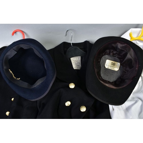 165 - TWO LADIES RN UNIFORM JACKETS, skirts, shirts and caps, believed post WWII period