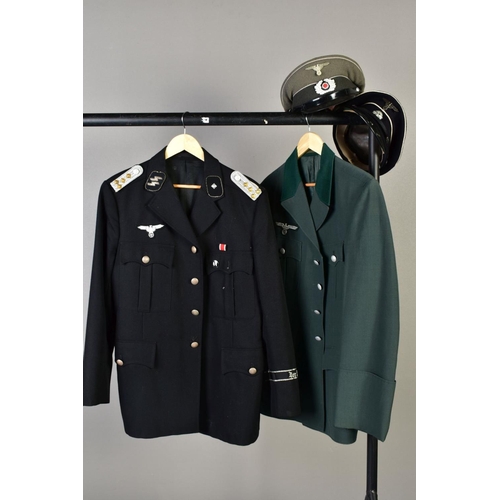 168 - TWO GERMAN WWII MILITIARY UNIFORM JACKETS in the style of the 'Heer' Army and 'S.S', both come with ... 