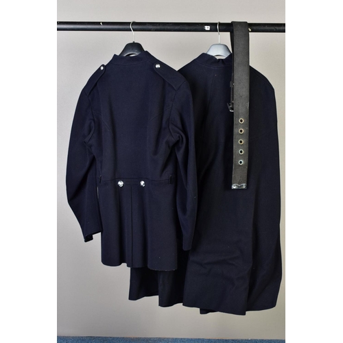 170 - A BRITISH POLICE OFFICERS CAPE, heavy wool complete with chain fastening and a British Fire Officers... 