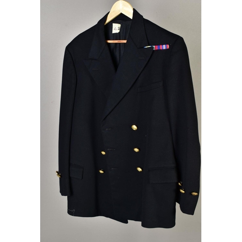 173 - FIVE ROYAL NAVAL OFFICERS JACKETS, some with medal ribbons attached, all used, post WWII period