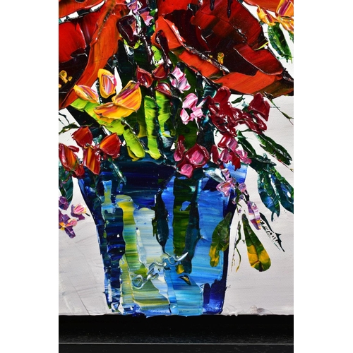 303 - MAYA EVENTON (RUSSIA 1964) 'VASE OF WILDFLOWERS' a modernist still life study, signed lower centre, ... 