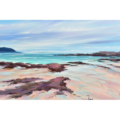 314 - TOM BARRON (BRITISH CONTEMPORARY) 'SUMMER LIGHT, SANNA BAY I', a Scottish coastal landscape, signed ... 