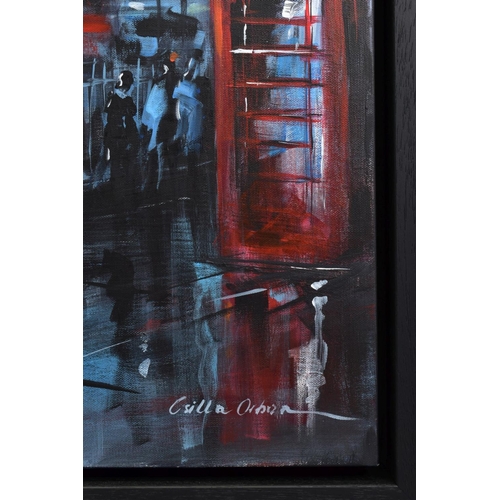 321 - CSILLA ORBAN (HUNGARY 1961) 'WESTMINSTER TUBE STATION-LONDON', rush hour at dusk, signed bottom righ... 