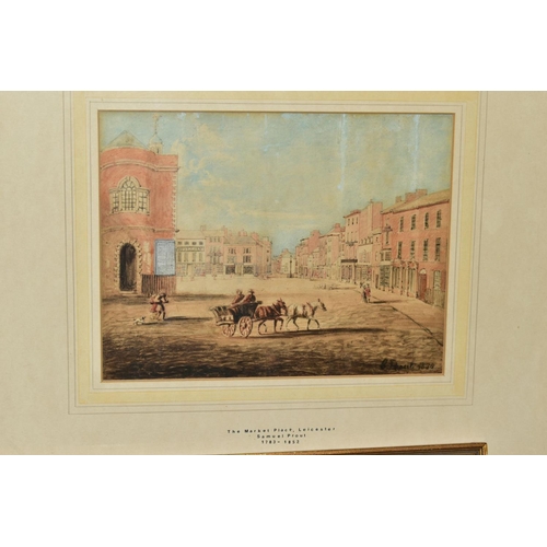 331 - FOLLOWER OF SAMUEL PROUT (1783-1852) 'The Market Place, Leicester', watercolour, signed and dated 18... 