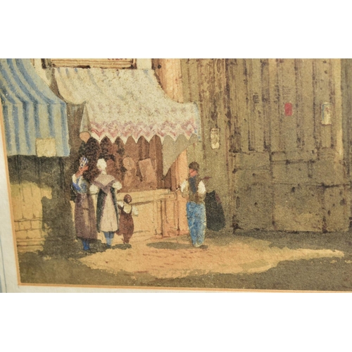 331 - FOLLOWER OF SAMUEL PROUT (1783-1852) 'The Market Place, Leicester', watercolour, signed and dated 18... 