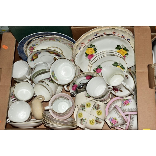 332 - FIVE BOXES OF CERAMICS AND GLASSWARE, including two Royal Winton 'Summertime' chintz plates, a twent... 