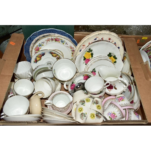 332 - FIVE BOXES OF CERAMICS AND GLASSWARE, including two Royal Winton 'Summertime' chintz plates, a twent... 