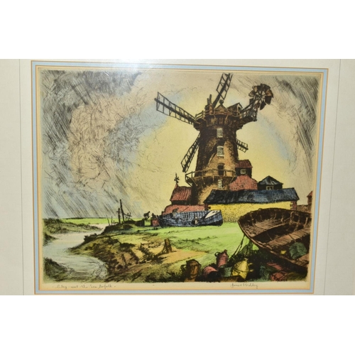 335 - PAINTINGS AND DRY POINT ETCHING, to include 'Clay-Next-The-Sea, Norfolk' by James Priddey, signed an... 