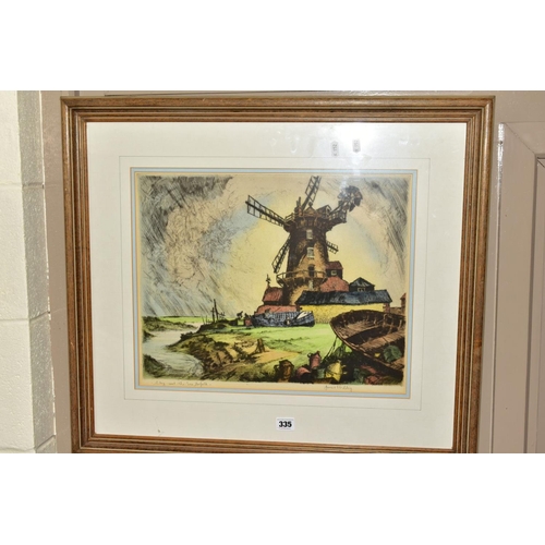 335 - PAINTINGS AND DRY POINT ETCHING, to include 'Clay-Next-The-Sea, Norfolk' by James Priddey, signed an... 