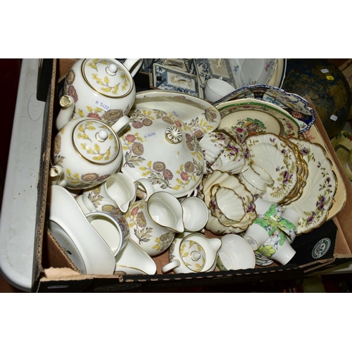 341 - FOUR BOXES AND LOOSE OF CERAMICS AND GLASSWARE AND LOOSE ITEMS, including two large Studio Pottery o... 