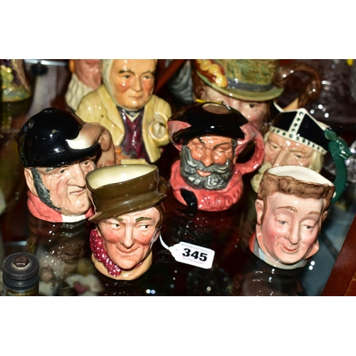 345 - NINE ROYAL DOULTON, BESWICK AND CROWN DEVON CHARACTER JUGS, etc, comprising Royal Doulton 'Old King ... 