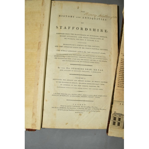 357 - SHAW, REV. STEBBING, The History and Antiquities of Staffordshire, pub. J. Nichols, 1798 and 1801, t... 