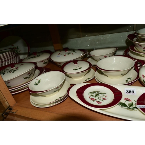 369 - WEDGWOOD 'MAYFIELD' DINNER SERVICE to include treens and covers, gravy boats on stands, plates, bowl... 