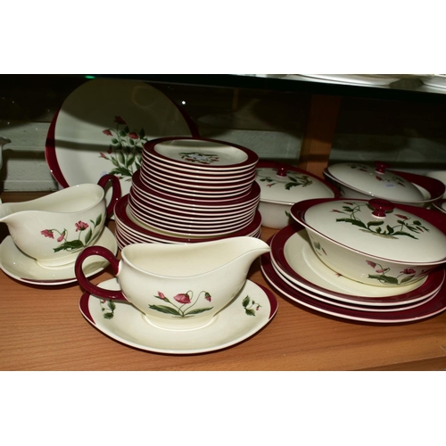 369 - WEDGWOOD 'MAYFIELD' DINNER SERVICE to include treens and covers, gravy boats on stands, plates, bowl... 