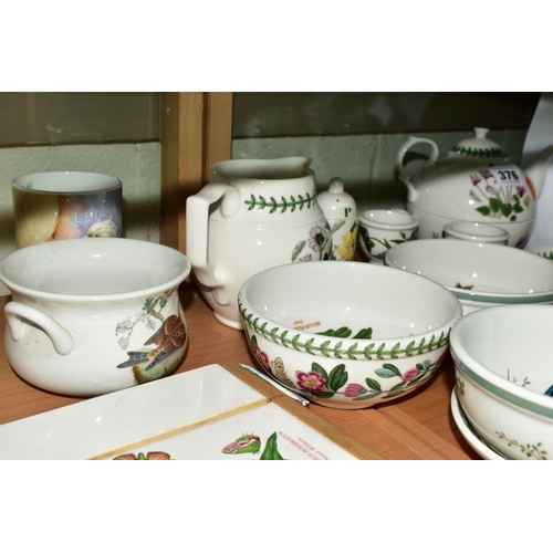 376 - PORTMEIRION 'BOTANIC GARDEN' TEA WARES, to include tea pot, one bowl, cup, three tea cups, seven sau... 