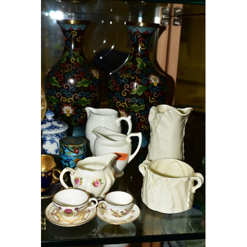 377 - A GROUP OF CERAMICS AND CLOISONNE to include Royal Worcester hand painted jug, Royal Worcester jug a... 