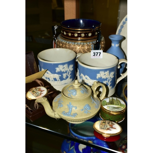 377 - A GROUP OF CERAMICS AND CLOISONNE to include Royal Worcester hand painted jug, Royal Worcester jug a... 