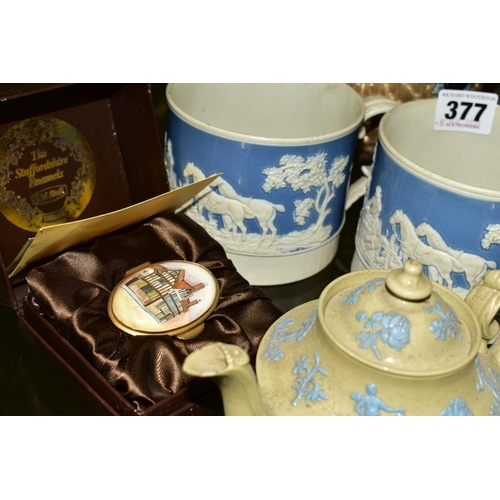 377 - A GROUP OF CERAMICS AND CLOISONNE to include Royal Worcester hand painted jug, Royal Worcester jug a... 