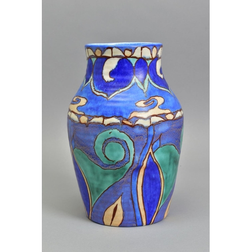 379 - A CLARICE CLIFF VASE WITH HANDLE, signed to the base under glaze 'Inspiration Bizarre by Clarice Cli... 