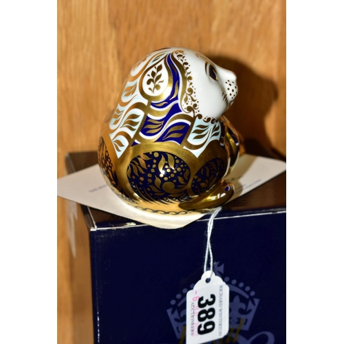 389 - A BOXED LIMITED EDITION ROYAL CROWN DERBY PAPERWEIGHT 'Harbour Seal' No4106/4500, with certificate a... 