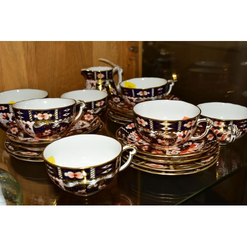 396 - ROYAL CROWN DERBY MATCHED IMARI TEAWARES '2451' PATTERN, comprising milk jug, sugar bowl, six teacup... 