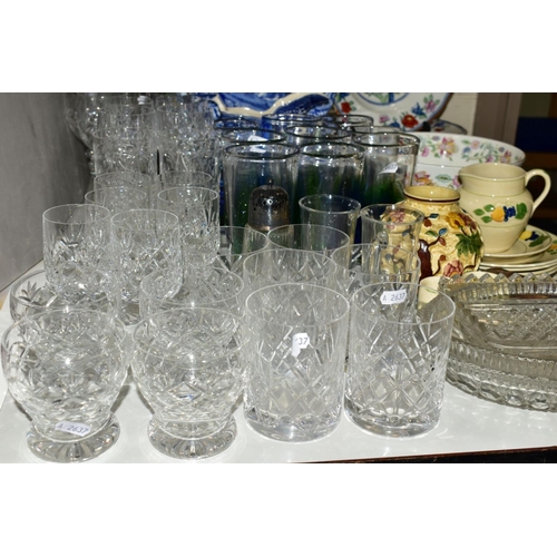 415 - A COLLECTION OF GLASSWARE AND CERAMICS, including Copeland Spode's Italian pattern blue and white pl... 