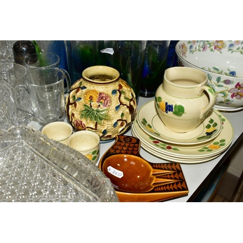 415 - A COLLECTION OF GLASSWARE AND CERAMICS, including Copeland Spode's Italian pattern blue and white pl... 