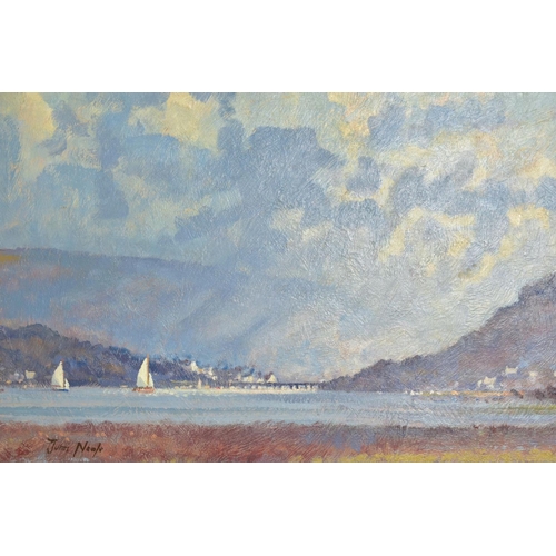 422 - JOHN NEALE (BRITISH CONTEMPORARY) 'ON MAWDDACH ESTUARY', an impressionist view of a Welsh scene, sai... 