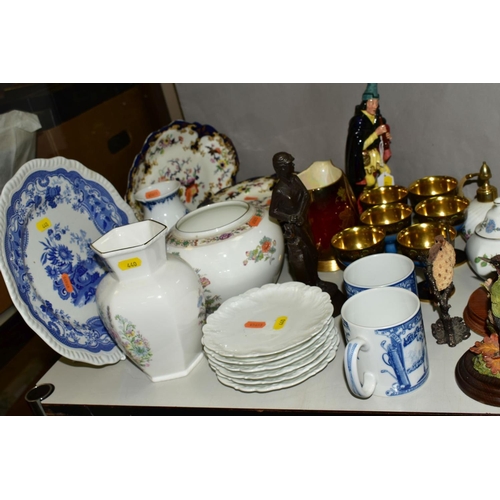 440 - A GROUP OF ANIMALS AND BIRD FIGURES, CERAMIC VASES, TRINKET BOXES, etc, including Royal Doulton 'The... 