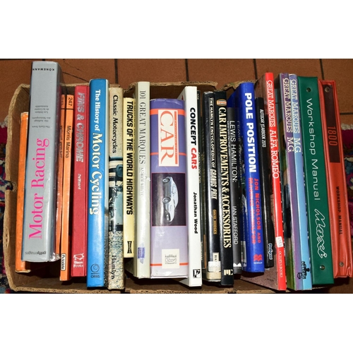 441 - TEN BOXES OF CAR/MOTORING INTEREST BOOKS, including Haynes Workshop manuals, car auction catalogues,... 