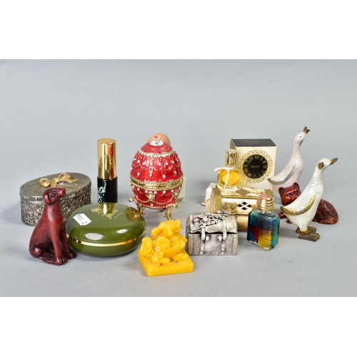 46 - A SELECTION OF ITEMS, to include trinket boxes, perfume bottles and various ornaments etc