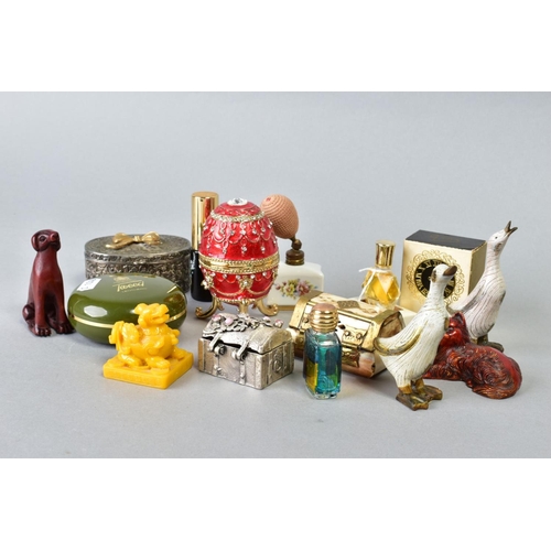 46 - A SELECTION OF ITEMS, to include trinket boxes, perfume bottles and various ornaments etc