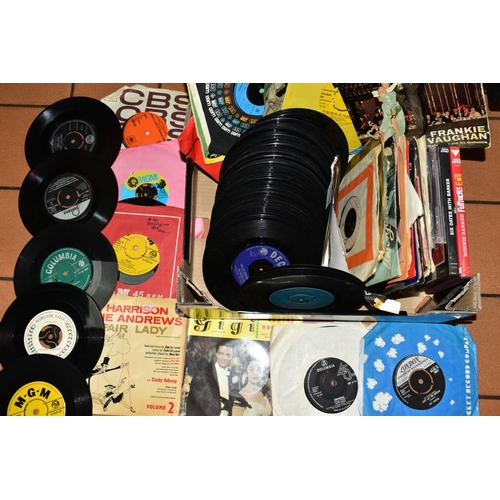 484 - A BOX OF SINGLES RECORDS AND A BOX OF L.P'S, artists include The Rolling Stones, Manfred Mann, Nat K... 