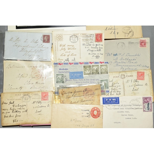 490 - A SMALL BOX CONTAINING MALTA COVERS, various interesting stamps and other collectables