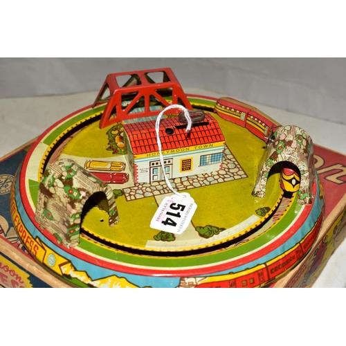 514 - A BOXED LOUIX MARX TINPLATE CLOCKWORK 'THE HONEYMOON EXPRESS' TRAIN, multi-coloured lithographed tin... 