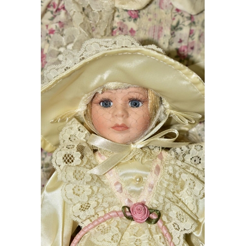 520 - TWO MODERN ALBERON LIMITED EDITION COLLECTORS DOLLS, 'Rosie', height approximately 60cm, complete wi... 