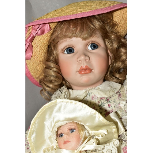 520 - TWO MODERN ALBERON LIMITED EDITION COLLECTORS DOLLS, 'Rosie', height approximately 60cm, complete wi... 