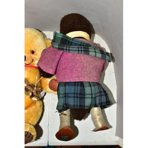 521 - A MERRYTHOUGHT GOLDEN PLUSH CHEEKY BEAR, some minor fading to fur and pads, label to right foot, bel... 