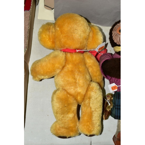 521 - A MERRYTHOUGHT GOLDEN PLUSH CHEEKY BEAR, some minor fading to fur and pads, label to right foot, bel... 