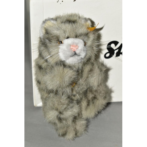 523 - A BOXED STEIFF 'MIZZY' CAT AND KITTEN, No.076422, grey plush with lighter grey paws, muzzle and ears... 