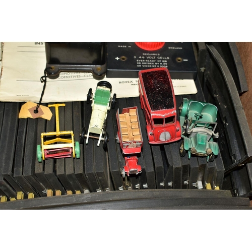 525 - A QUANTITY OF ASSORTED DIECAST, SCALEXTRIC AND SPORTING EQUIPMENT, to include playworn Dinky Toys Mo... 