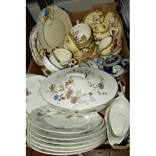 531 - FIVE BOXES AND LOOSE CERAMICS, to include Royal Albert 3599 pattern teawares, Carslile Ware Royal Do... 