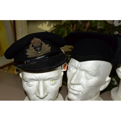 537 - FOUR HATS, include a Naval officers cap by Sanders and Brightman, size 6 3/4, Ede and Ravenscroft mo... 