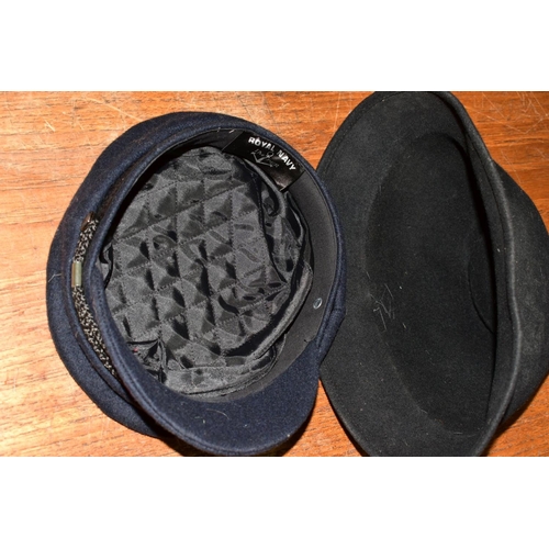 537 - FOUR HATS, include a Naval officers cap by Sanders and Brightman, size 6 3/4, Ede and Ravenscroft mo... 