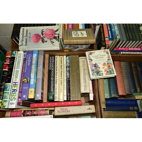 542 - SEVEN BOXES OF BOOKS, including gardening, history, maritime and travel interest, together with a sm... 