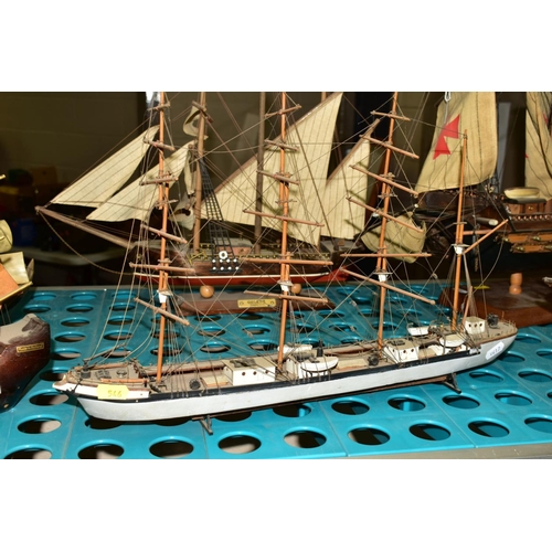 546 - SIX MODEL SHIPS, including Santa Maria, a horn ship, a smaller ship named 'Santa Maria', etc (6)