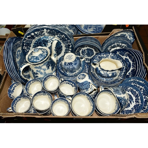 557 - SIX BOXES OF TEA/DINNER WARES, to include Spode 'Italian' (23), Palissy 'Avon Scenes' (over 80 piece... 