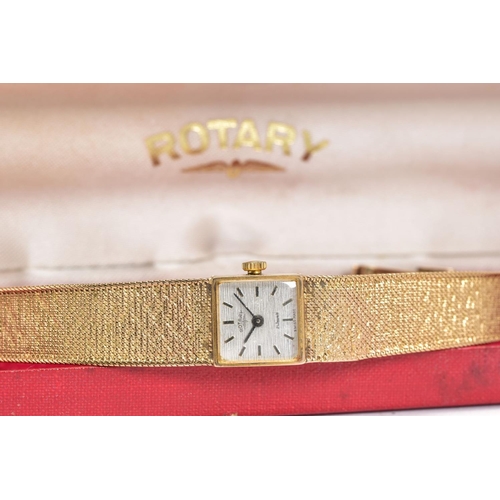 91 - A MID TO LATE TWENTIETH CENTURY 9CT GOLD LADIES ROTARY WRISTWATCH, square case measuring approximate... 