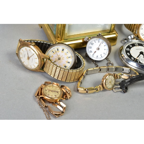 93 - A MISCELLANEOUS COLLECTION OF ITEMS, to include mostly watches, four early 20th century gold ladies ... 